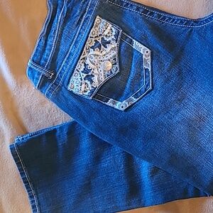 Love Indigo Premium Fancy Pocket Capri Jeans Sz 12